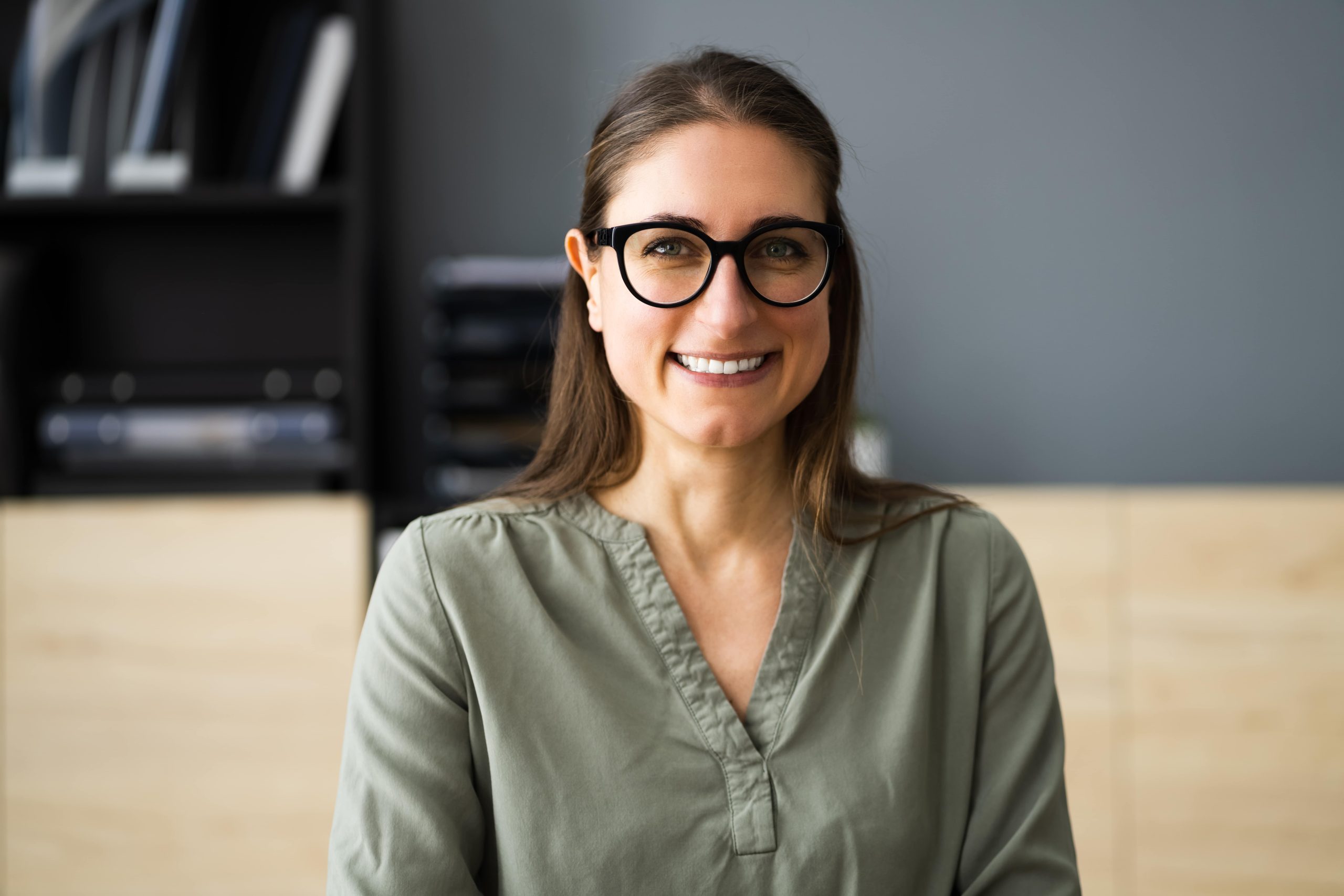 Woman with glasses